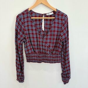 Hollister Co CUTE multi color plaid long sleeve crop top - Size *please READ*